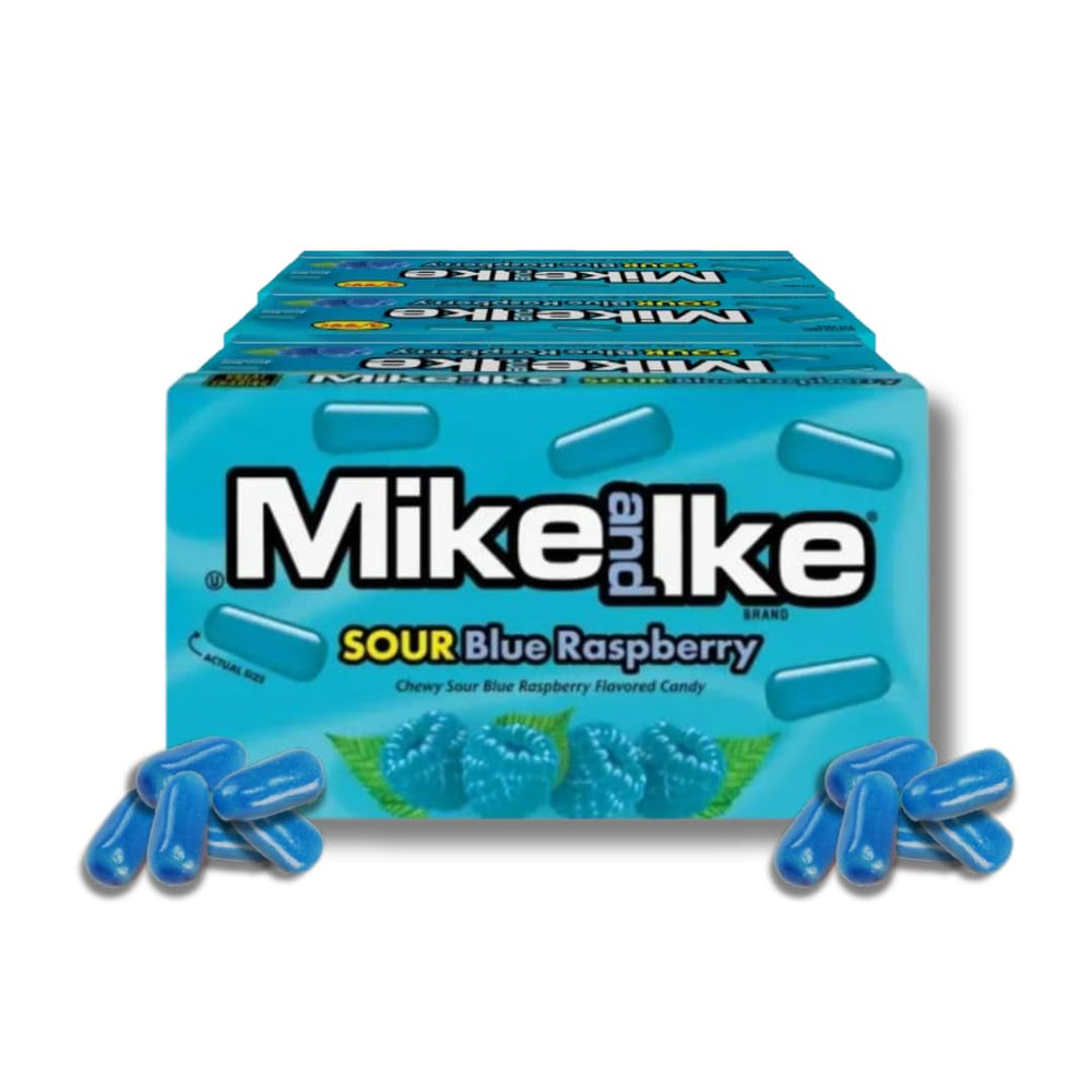 Mike & Ike front packaging showing vibrant blue raspberries and bold branding for quick recognition