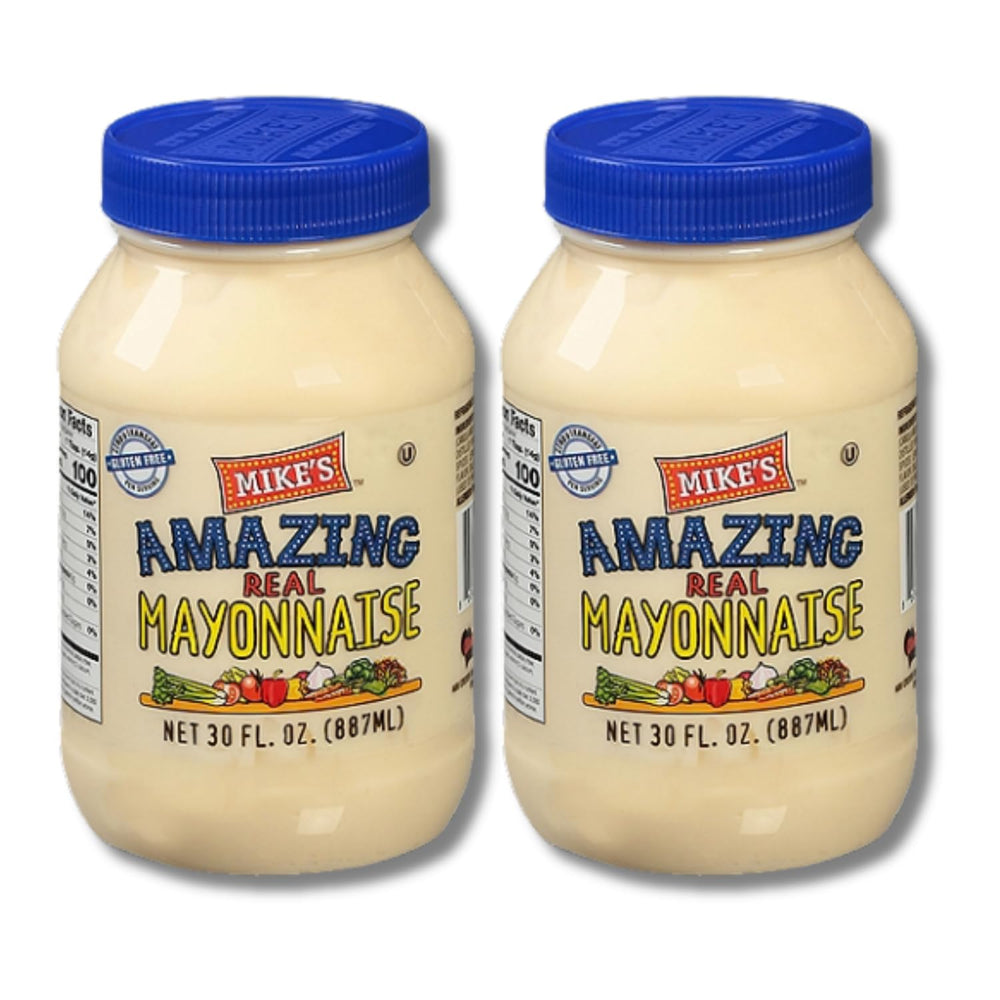 Mike’s Amazing mayonnaise front packaging showing brand and jar size benefit