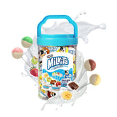 Milkita front of jar showing label and resealable lid, clear view