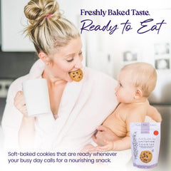 MilkBliss cookie served with breastfeeding journal, lifestyle snack convenience benefit