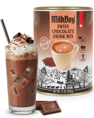 MilkBoy front packaging showing can and brand, highlights dairy free benefit