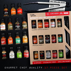 millhouse spice co. overhead of spice jars showing labels and variety of flavors benefit