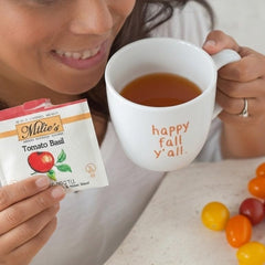 Millie's Sipping Broth single steepable bag close-up showing biodegradable texture and ease
