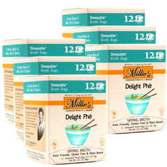 Millie's Sipping Broth front packaging showing product identity and quick use benefit