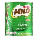 MILO 3.3 lb can front view showing label and brand for pantry storage benefit