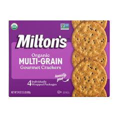 Milton's Organic Crackers front packaging showing organic label and size for confident choice