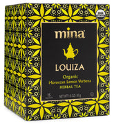 Mina front packaging showing organic label and 15 sachets benefits freshness