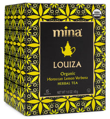 Mina front packaging showing organic label and 15 sachets benefits freshness