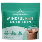 Mindful Nutrition front pouch showing organic chocolate kids protein