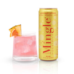 Mingle Mocktails front can showing tropical pineapple branding and refreshing look