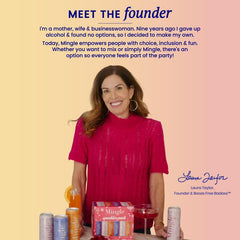 Close-up of Mingle Mocktails can label highlighting product name and ingredients