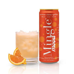 Mingle Mocktails front can showing bright citrus branding and ready-to-drink convenience