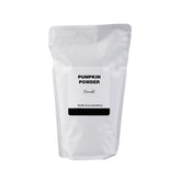 Minimalist pumpkin powder front packaging showing clean resealable bag and label benefits