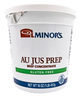 MINOR'S front packaging of au jus concentrate highlighting quick use benefit