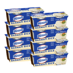 Minute front packaging of basmati rice cups showing product identity and convenience