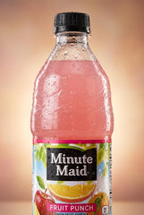 Minute Maid Watermelon Punch pouring detail showing vibrant color and appealing texture