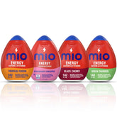 Mio front packaging showing four flavors and benefits