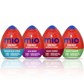 Mio front-pack view showing four flavors and convenient travel benefit