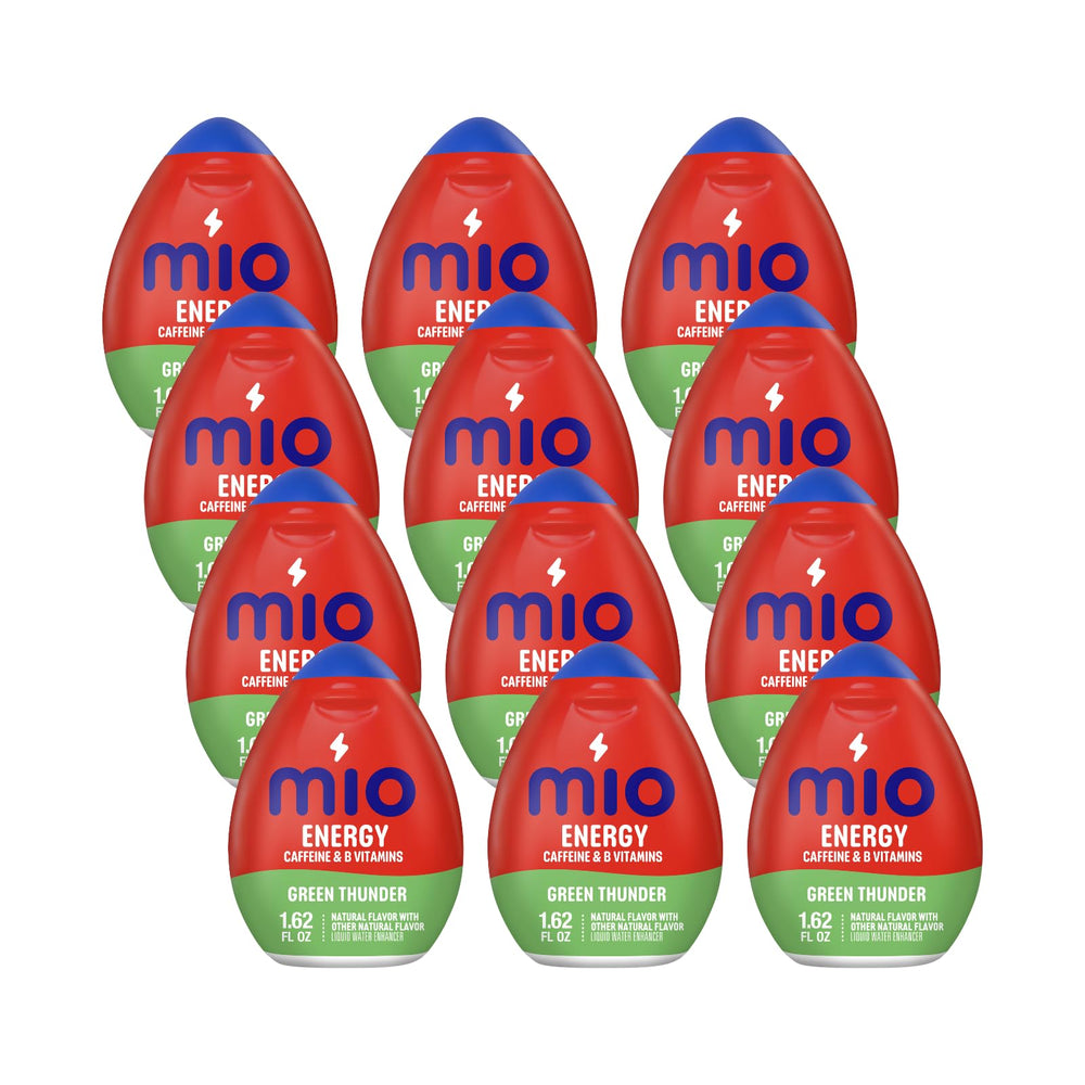 Mio Green Thunder front packaging showing bold green apple flavor and caffeine boost