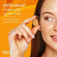 Miracle Farming ground apricot kernel powder demonstrating easy blending benefit