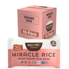 Miracle Noodle front packaging showing 10-pack and convenience benefits