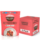 Miracle Noodle front packaging showing pack of six and convenience benefits