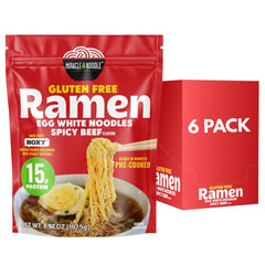 Miracle Noodle front packaging showing spicy beef flavor and benefits