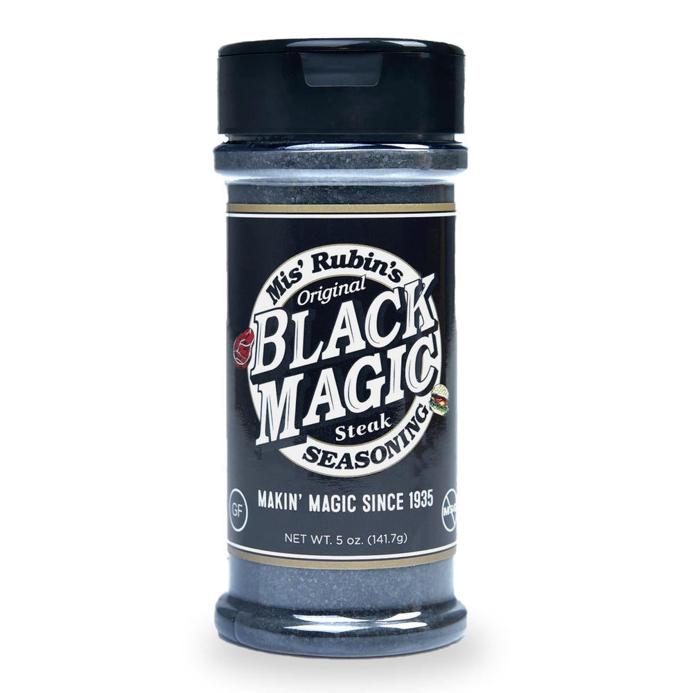 MIS' RUBIN'S BLACK MAGIC front packaging showing label and shaker, highlights quality