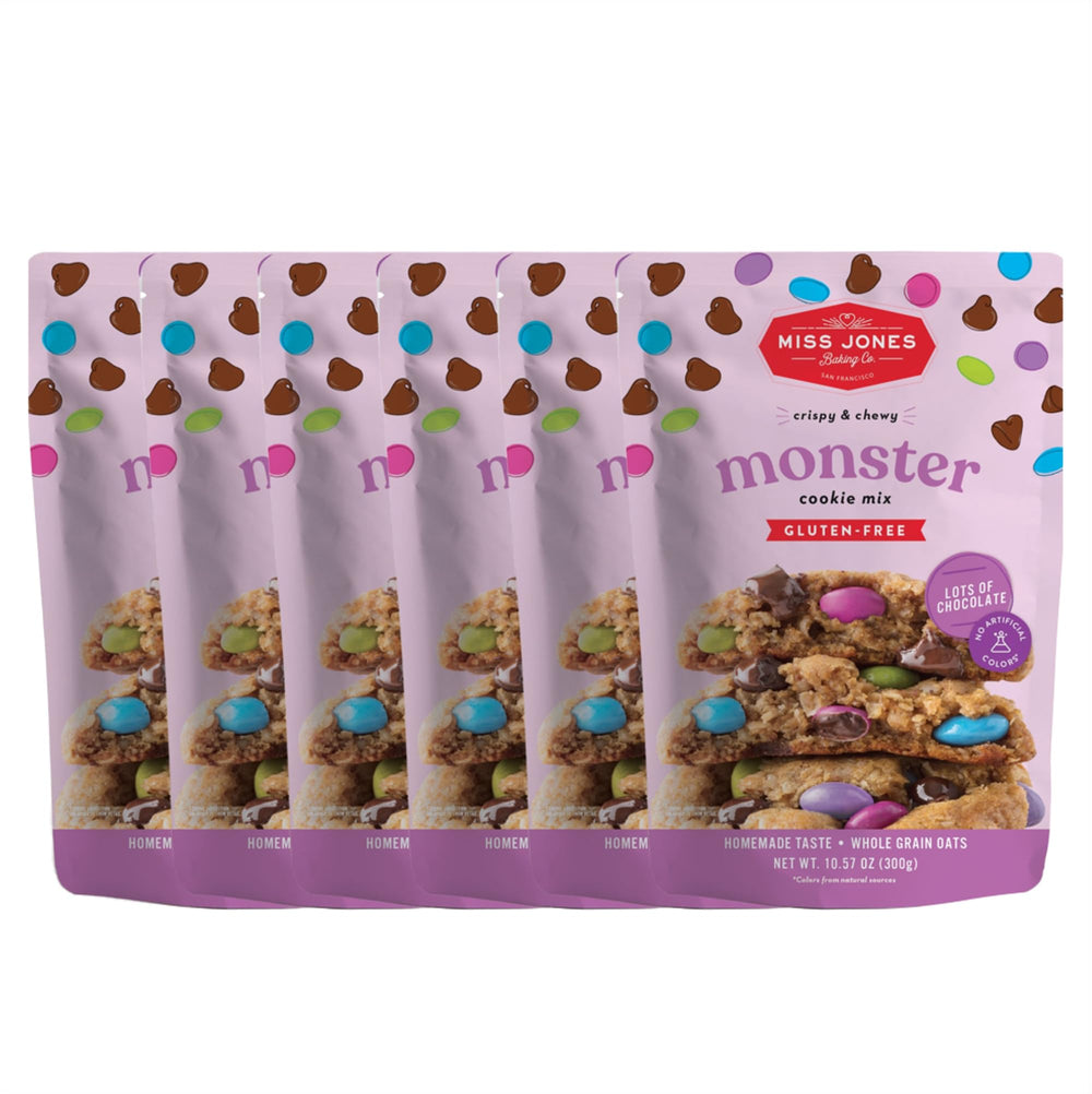 Miss Jones Baking front packaging showing mix benefits and clear branding for easy selection