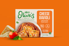 Miss Olive's ravioli and tomato basil sauce close-up showing rich texture