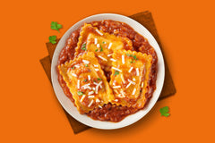 Miss Olive's open ravioli tray close-up highlighting easy-heat design