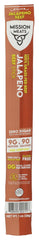 Mission Meats jalapeño beef stick front packaging showing single-serve convenience and protein