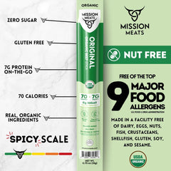 Mission Meats close-up texture of beef stick showing natural smoked meat for rich flavor