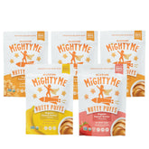 Mission Mighty Me front packaging showing 5-pack and flavors for convenient storage