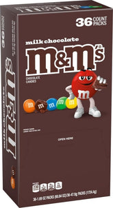 M&M'S front box view showing 36-count bulk and branding for easy stocking
