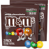 M&M'S front packaging showing two party-size bags, easy bulk supply
