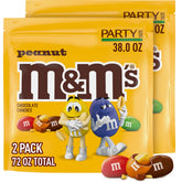 M&M's peanut front packaging showing two party-size bags and brand visibility