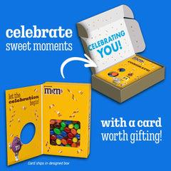 M&M'S open gift box revealing the sealed 10.05 oz pouch ready to enjoy
