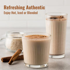 MOCAFÉ iced horchata served with cinnamon stick showing refreshing café-style appeal