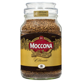Moccona jar front view showing label and 400g size, highlighting convenience
