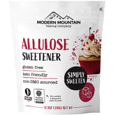 MODERN MOUNTAIN front pouch showing product branding and resealable bag benefits