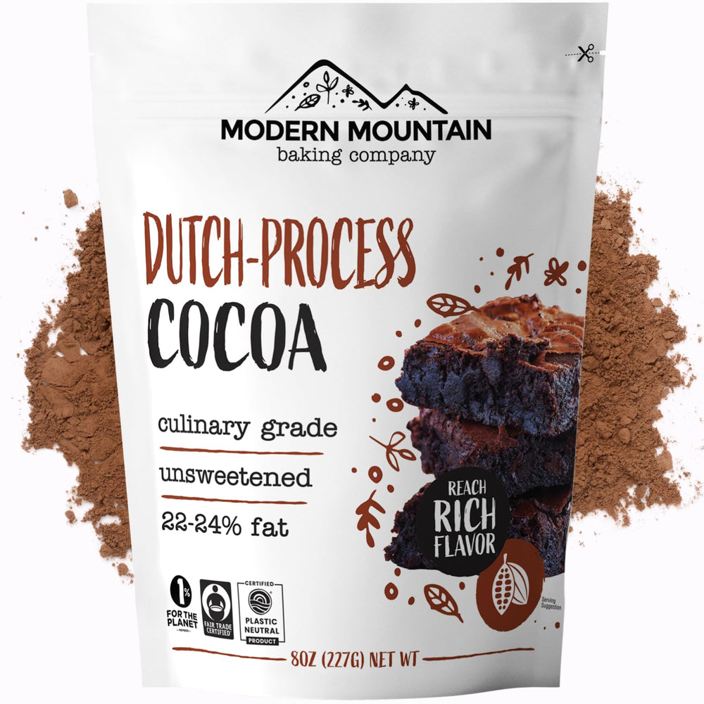 MODERN MOUNTAIN front pouch view showing packaging and product name, clear benefit: identifiable premium cocoa