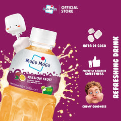 Mogu Mogu bottle label close-up highlighting product details and convenience