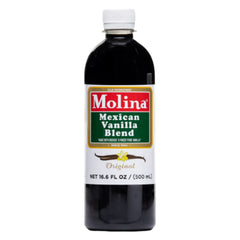 Molina vanilla blend front packaging showing 500ml bottle and recipe versatility