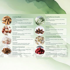 Monbrizz loose whole herbs on board showcasing goji, cinnamon and roots for authentic flavor