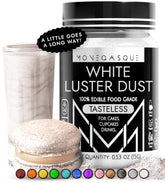 MONÉGASQUE jar front view showing white edible glitter and clear label for easy use