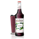Monin blackberry syrup bottle front showing brand and volume, ensures professional quality