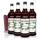 Monin blackberry syrup front packaging showing bottle and label for quick identification