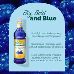 Blue raspberry slush made with Monin syrup showcasing vivid color and refreshment