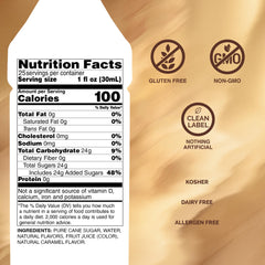 Monin caramel syrup pouring into a glass with smooth flow for easy mixing